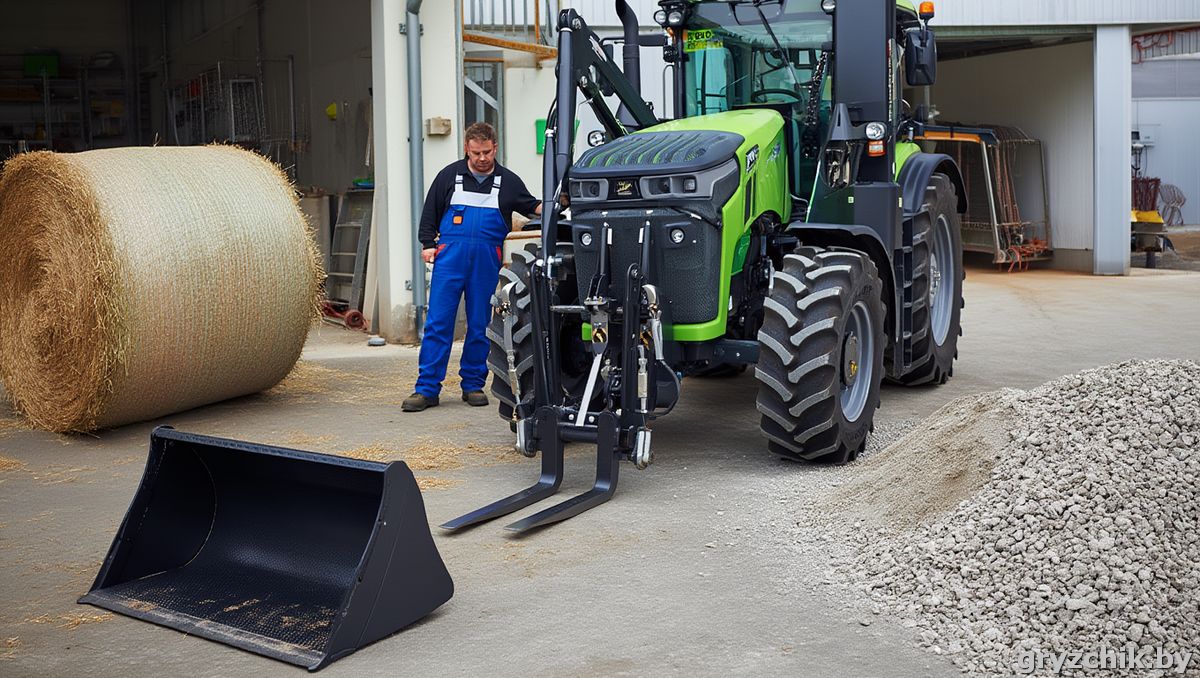 вид сбоку на гибридный трактор